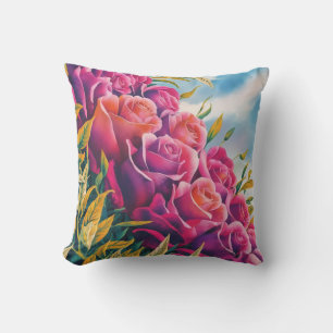 Ethereal Bloom: Abstract Watercolor Rose Symphony Cushion