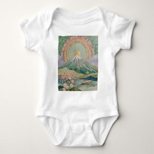 Ethereal Bloom: Pastel Mosaic Volcano in Spring Baby Bodysuit