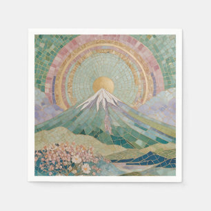 Ethereal Bloom: Pastel Mosaic Volcano in Spring Napkin