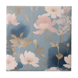 Ethereal Blooms Muted Pink and Blue Tile