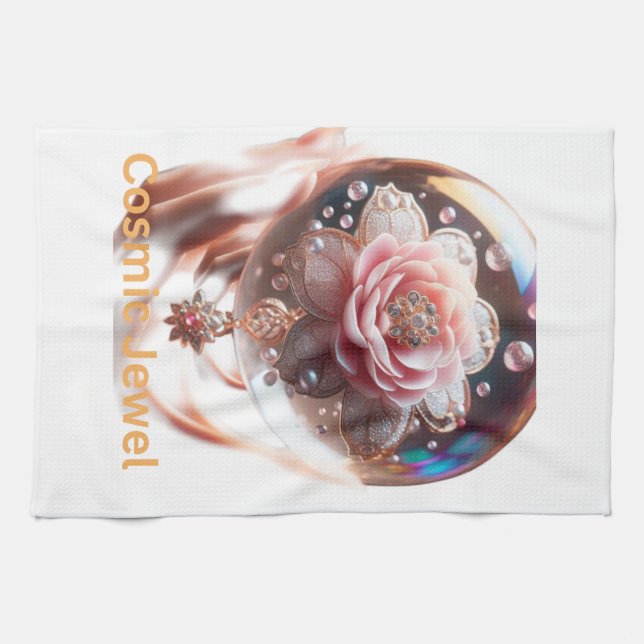  Ethereal Blossom: Jewel of Enchantment Tea Towel (Horizontal)