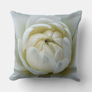 Ethereal Blossom: Tranquil White Flower Close-Up Cushion