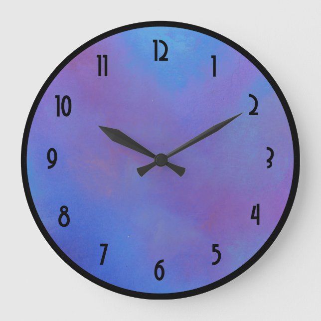Ethereal Blue Abstract Large Clock (Front)
