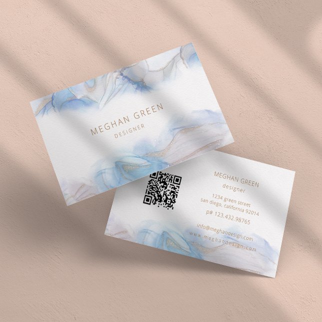 Ethereal Blue Alcohol Ink Modern Business Card (Creator Uploaded)