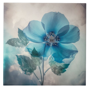 Ethereal Blue Blossom  Tile