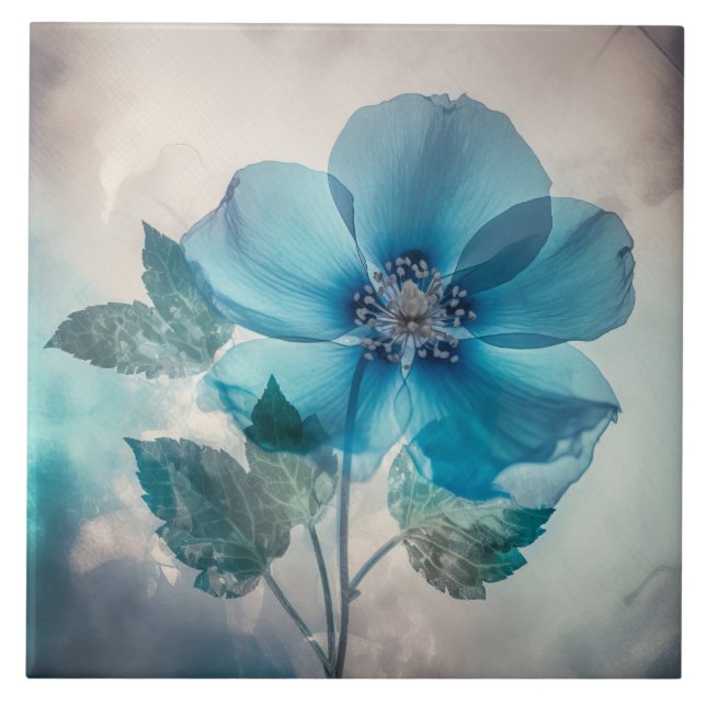 Ethereal Blue Blossom  Tile (Front)