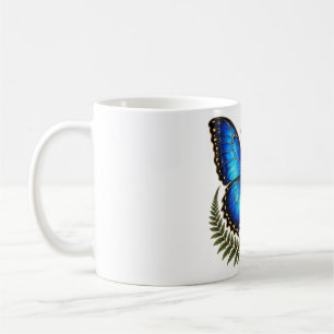 Ethereal Blue Butterfly Crescent Moon Ceramic Coff Coffee Mug