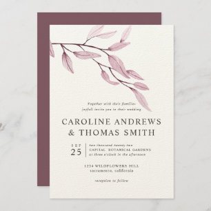 Ethereal Blue   Chic Botanical Leaves wedding Invitation