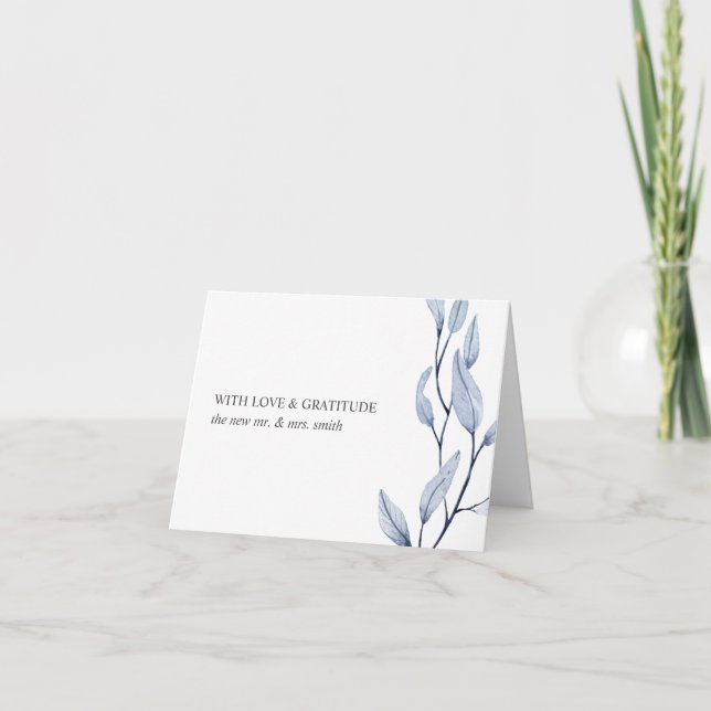 Ethereal Blue | chic botanical thank you Holiday Card (Front)