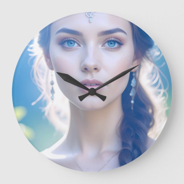 Ethereal Blue Eyes Wall Clock (Front)