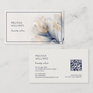 Ethereal Blue Gold  Flowers Business Card