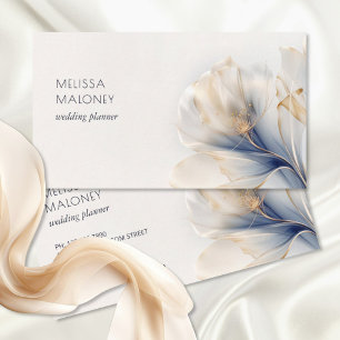 Ethereal Blue Gold  Flowers Business Card