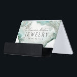 Ethereal Blue Green Agate Jewellery Designer Desk Business Card Holder<br><div class="desc">An ethereal smoky blue green agate effect watercolor bleed designer jewellery business card holder, with a modern cursive handwritten script calligraphy font typography. If you need any help please contact me through the "message" link in my shop or the "chat" link on Zazzle. You may change the type style by...</div>