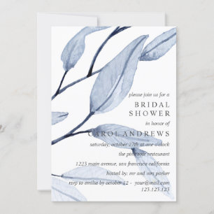 Ethereal Blue   Leafy  Bridal Shower Wedding Invitation