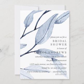 Ethereal Blue | Leafy  Bridal Shower Wedding Invitation