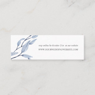 Ethereal Blue leaves chic Wedding Website Mini Business Card