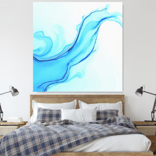 Ethereal Blue Liquid Art Swirls Canvas Print