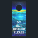 Ethereal Blue Ocean | Do Not Disturb Door Hanger<br><div class="desc">Honeymoon do not disturb sign. Beautiful blue frothy waves with yellow sunset and stars in the night sky.</div>