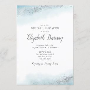 Ethereal Blue Silver Ombre Bridal Shower Invitation