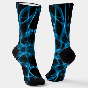 Ethereal Blue Smoke Abstract Art Socks
