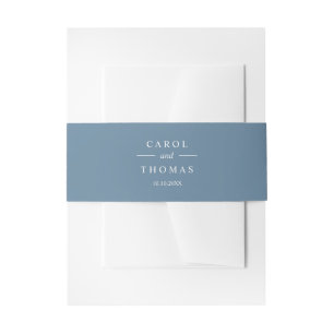 Ethereal Blue wedding classic monogram Invitation Belly Band