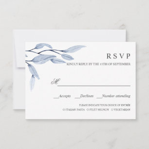 Ethereal Blue WEDDING RSVP MEAL CHOICE Card