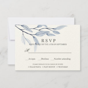 Ethereal Blue   WEDDING RSVP MEAL CHOICE Card