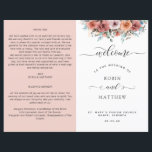 Ethereal Blush Peach, Floral Wedding Program<br><div class="desc">Welcome your guests with this elegant wedding program featuring your details with top floral border with delicate hand painted watercolor flowers and foliage in a combination of blush, dusty rose, ivory, peach, mint blue, grey and sage tones. Once folded, back and inside left side, in a romantic blush peach background...</div>