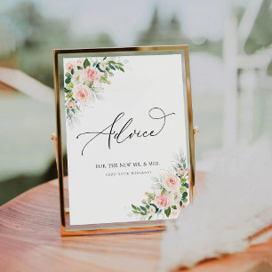 Ethereal Blush Pink Roses Advice Sign