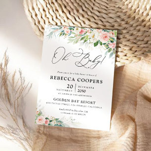 Ethereal Blush Pink Roses Baby Shower Invitation