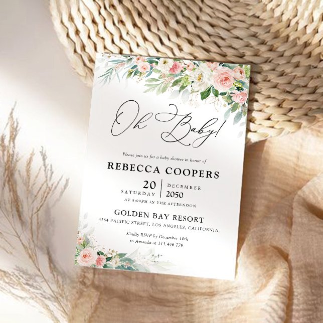 Ethereal Blush Pink Roses Baby Shower Invitation (Creator Uploaded)