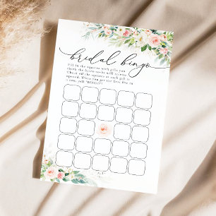 Ethereal Blush Pink Roses Bridal Shower Bingo Game