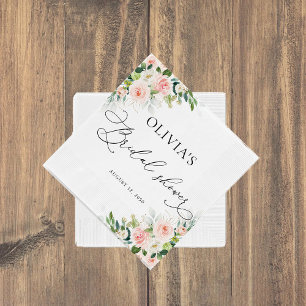 Ethereal Blush Pink Roses Bridal Shower Napkins