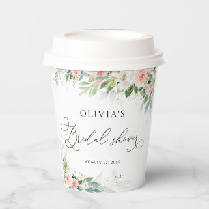 Ethereal Blush Pink Roses Bridal Shower Paper Cups