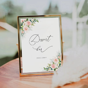 Ethereal Blush Pink Roses Dessert Bar Sign