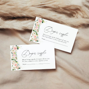 Ethereal Blush Pink Roses Diaper Raffle Enclosure Card