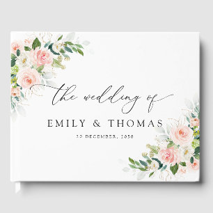 Ethereal Blush Pink Roses Wedding Shower Invitatio Guest Book