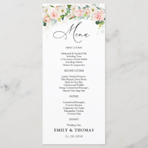 Ethereal Blush Wedding Menu