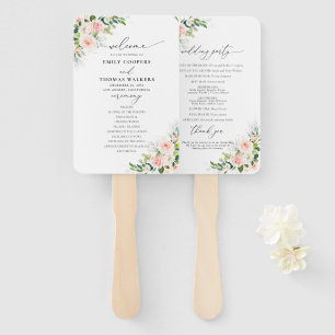 Ethereal Blush Wedding Program Hand Fan