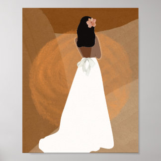 Ethereal boho faceless woman dressed in white poster