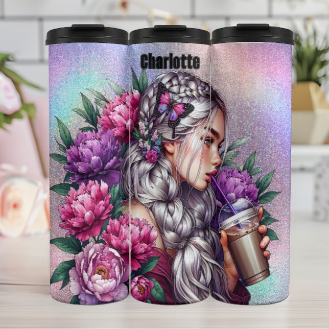 Ethereal Braided Floral Coffee Sip Thermal Tumbler (Creator Uploaded)