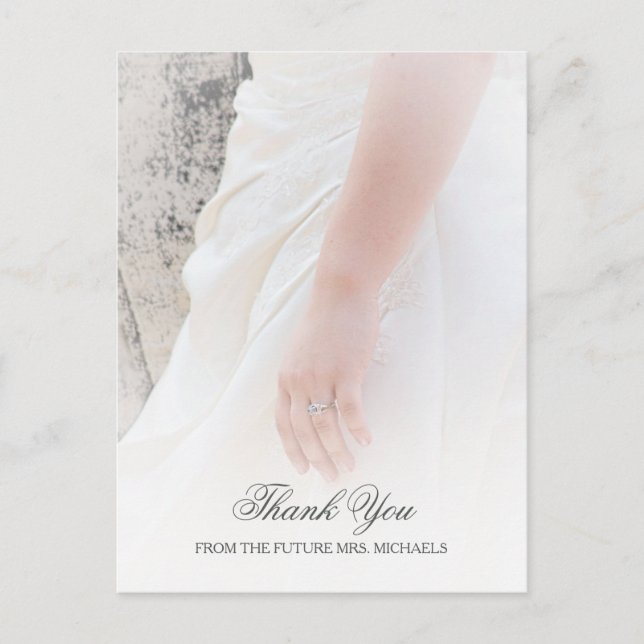 Ethereal Brides Hand Photo Bridal Shower Thank You Postcard (Front)