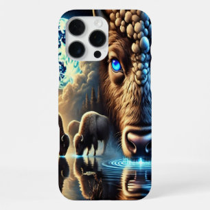 Ethereal Buffaloes Amid Cosmic Reflections Scene iPhone 16 Pro Max Case