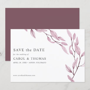 Ethereal Burgundy   chic botanical save the date Invitation