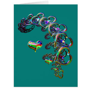 Ethereal Cascade of Hearts Greeting Card