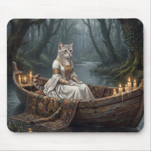 Ethereal Cat in Boat Mouse Pad
