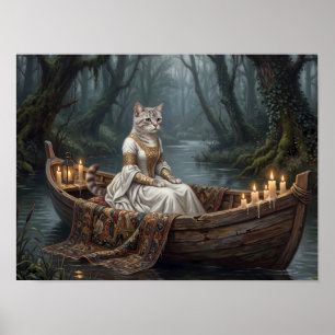 Ethereal Cat in Boat Poster