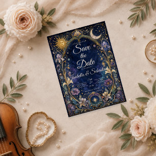 Ethereal Celestial Floral Wedding Save The Date