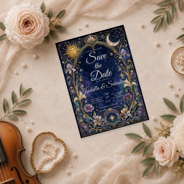 Ethereal Celestial Floral Wedding Save The Date (Creator Uploaded)