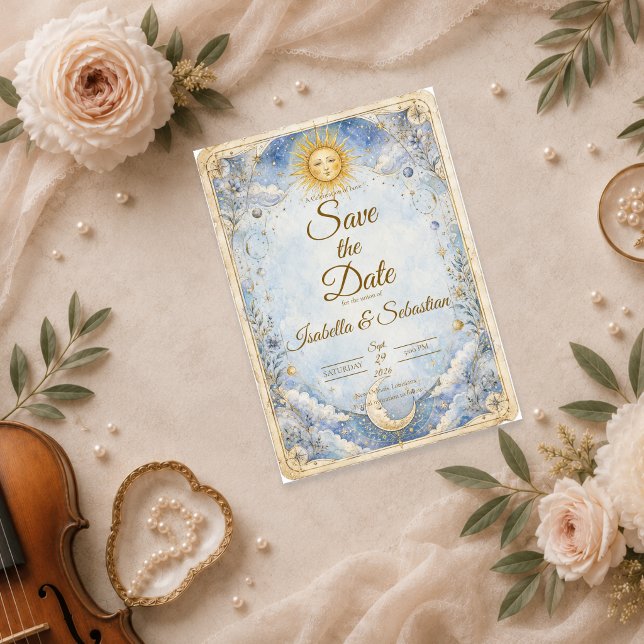Ethereal Celestial Sun Moon Wedding Save The Date (Creator Uploaded)